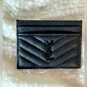 Saint Laurent CASSANDRE MATELASSÉ CARD CASE in all black